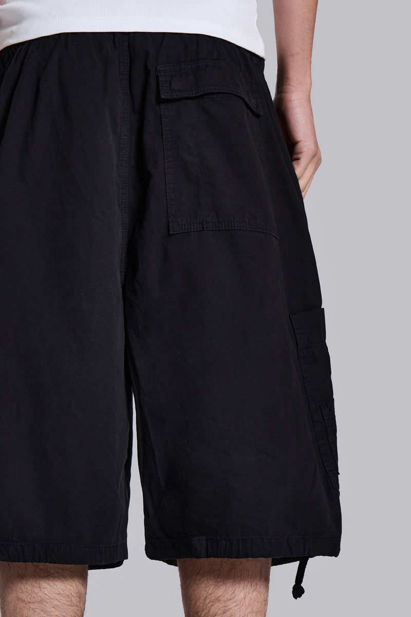 Black Parachute Cargo Baggy Shorts
