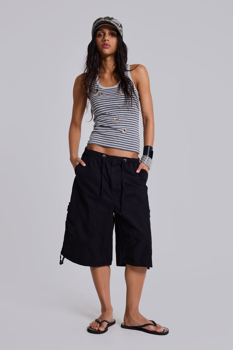 Black Parachute Cargo Shorts