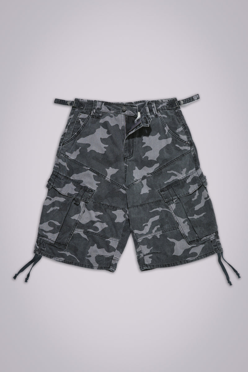 Black Cadet Camo Baggy Shorts