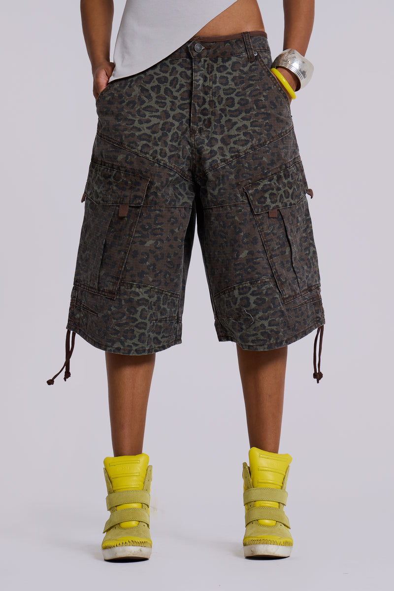 Charcoal Leopard Cadet Baggy Shorts