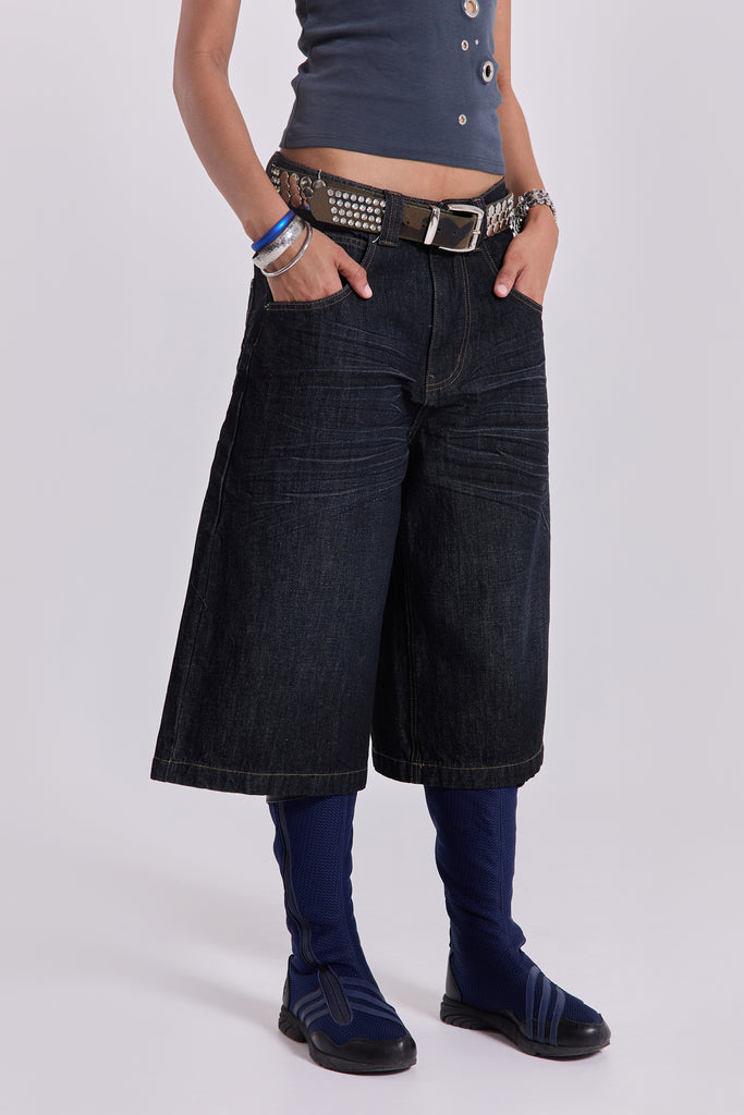 Creased Indigo Colossus Jorts