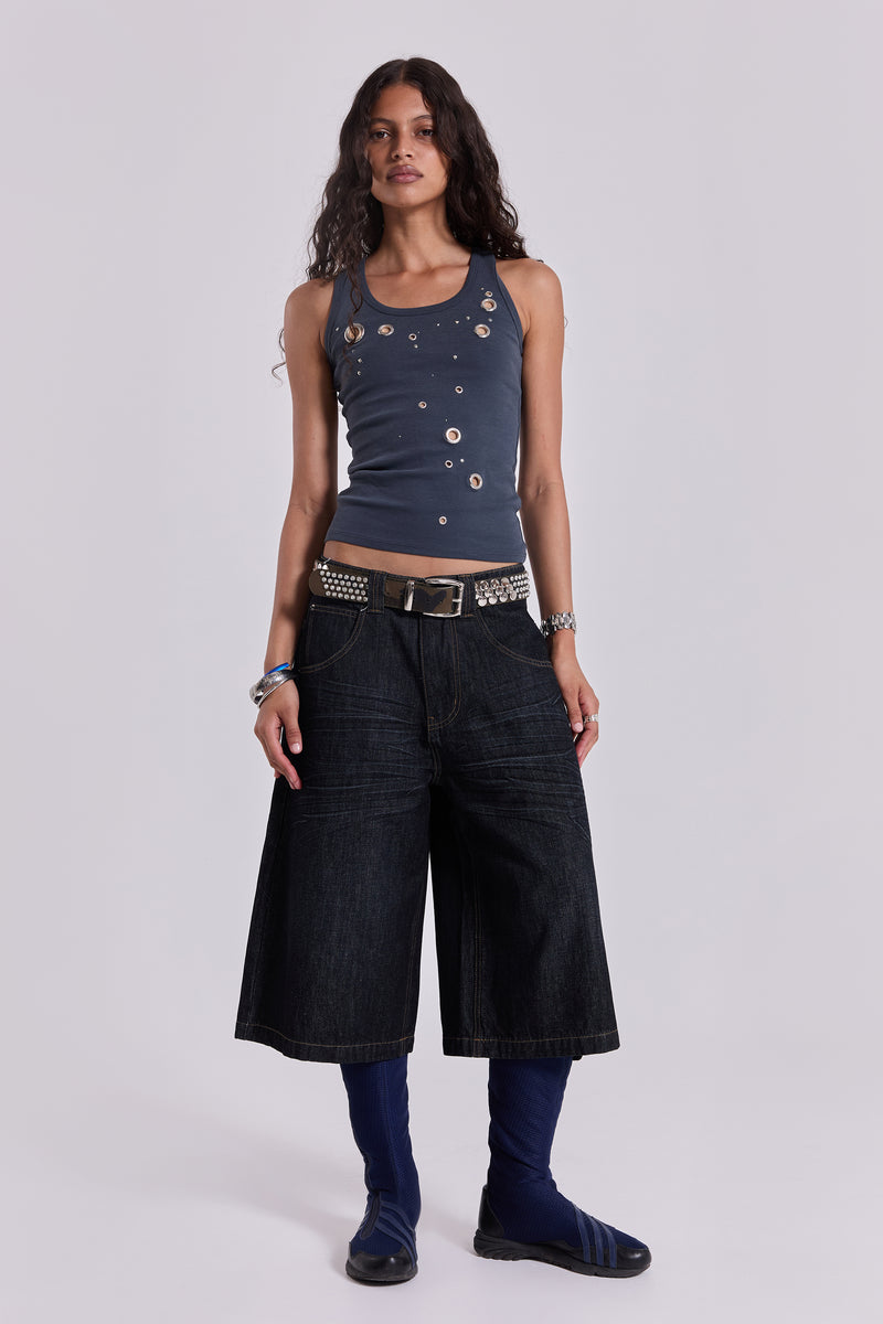 Creased Indigo Colossus Jorts