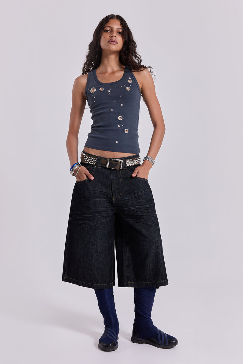 Creased Indigo Colossus Jorts