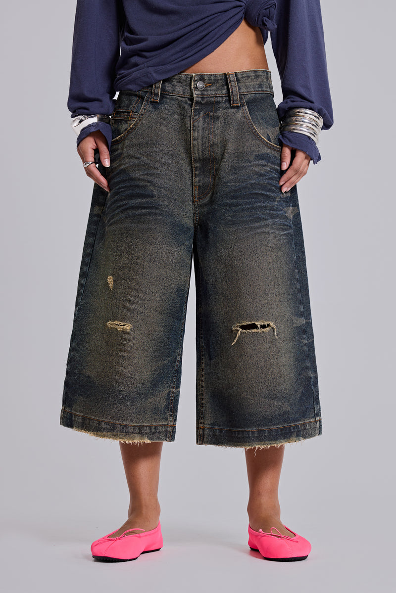 Blue Cinch Back Colossus Jorts
