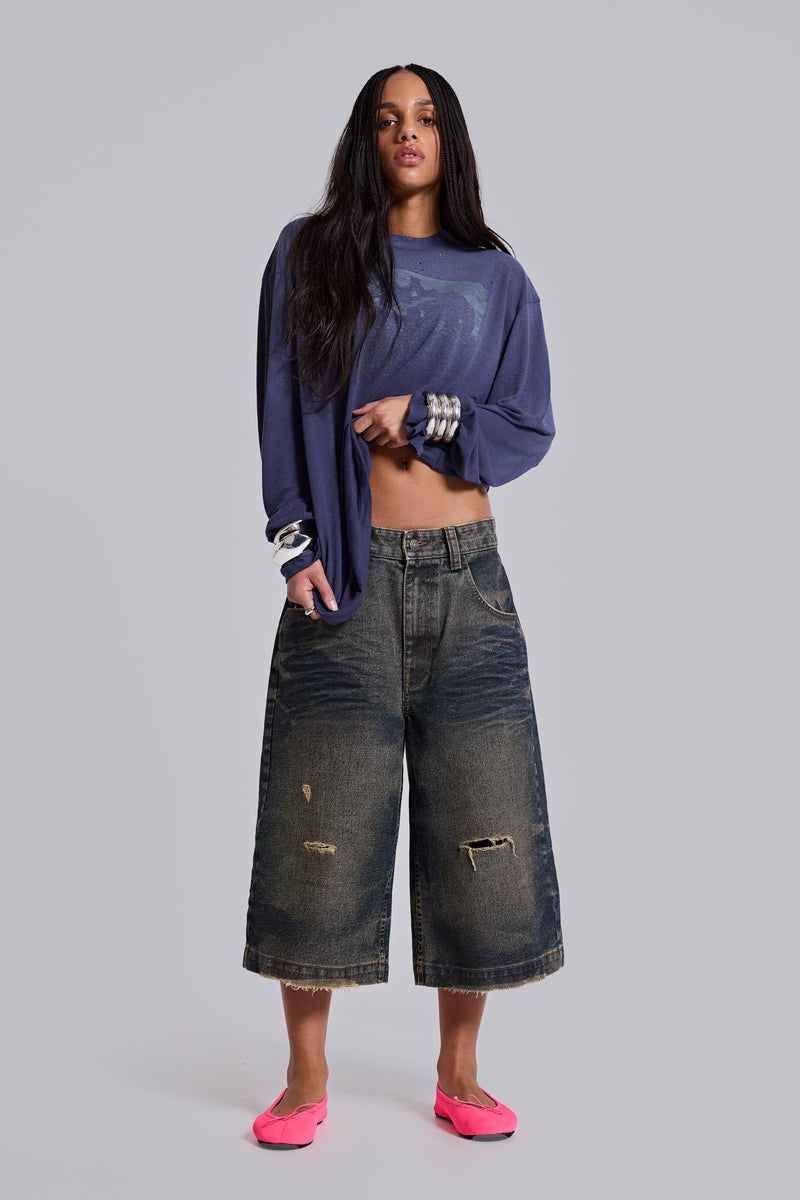Blue Cinch Back Colossus Jorts