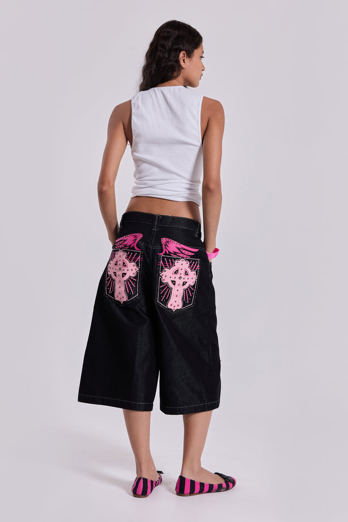 Pink Sapphire Cross Colossus Jorts