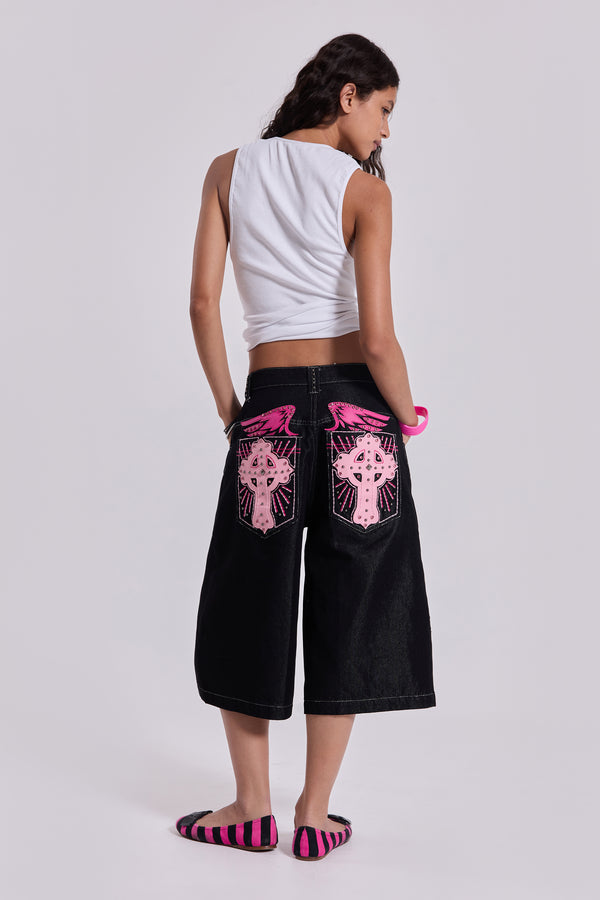 Pink Sapphire Cross Colossus Jorts