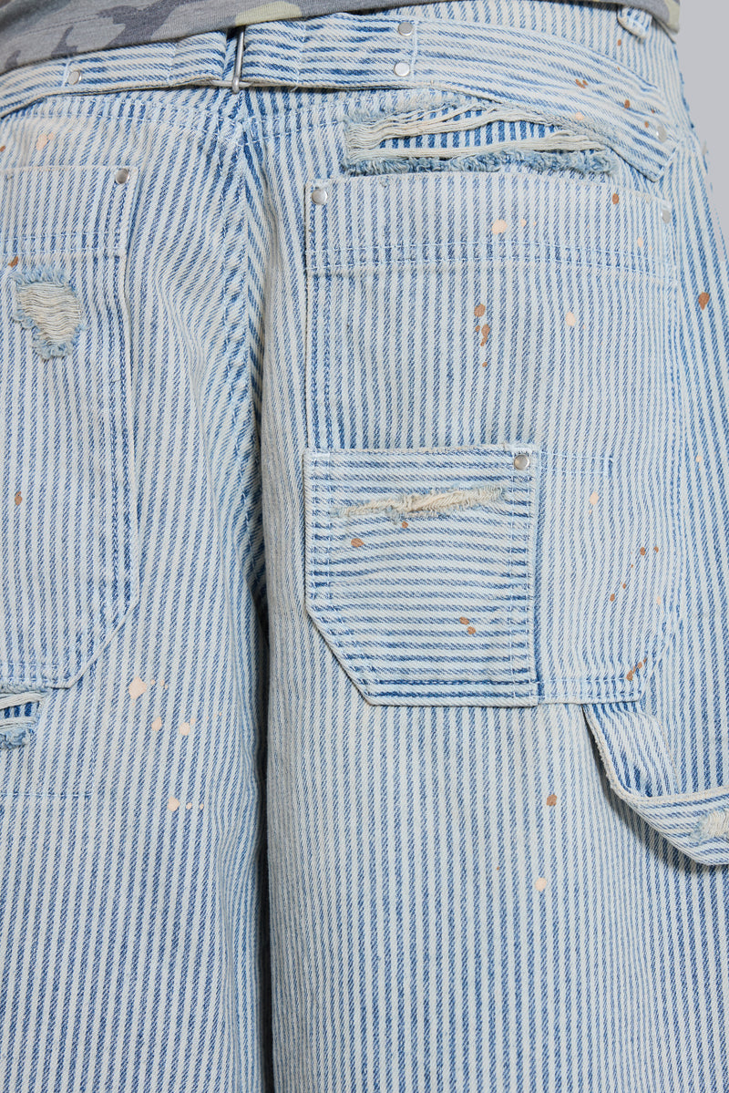 Pinstripe Double Knee Carpenter Jorts