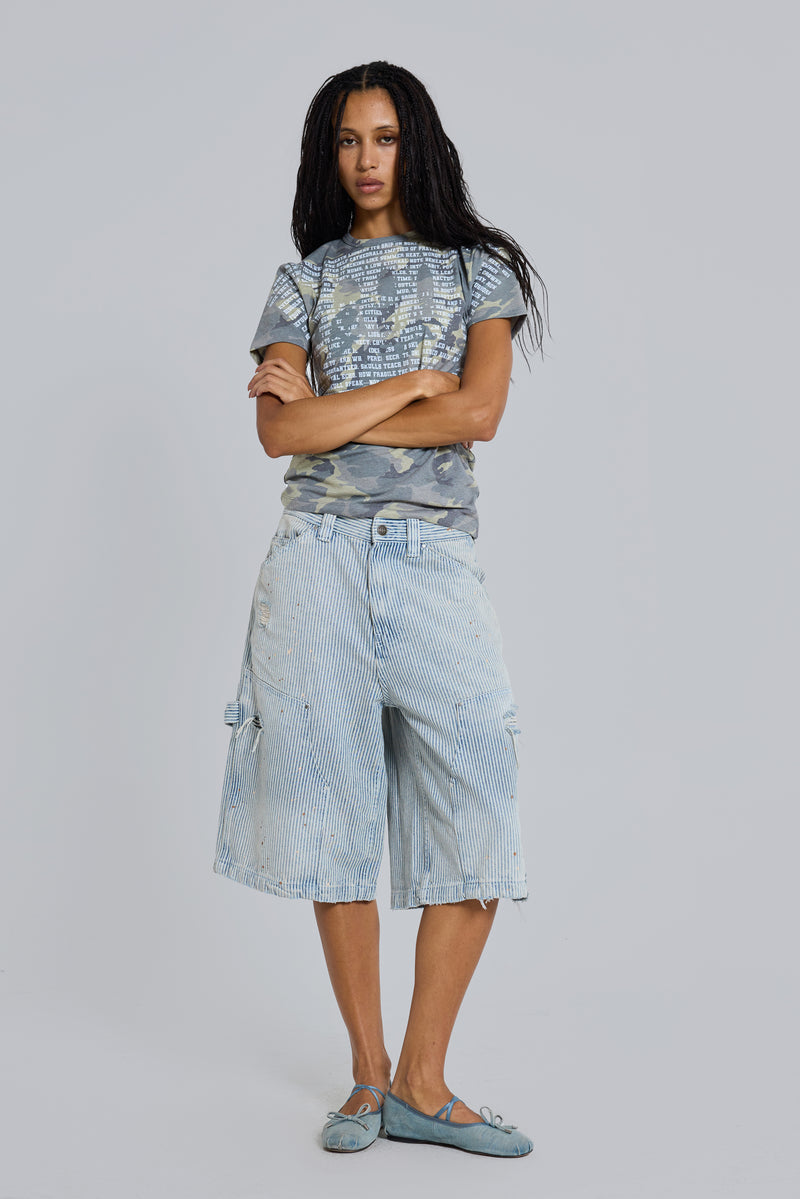 Pinstripe Double Knee Carpenter Jorts