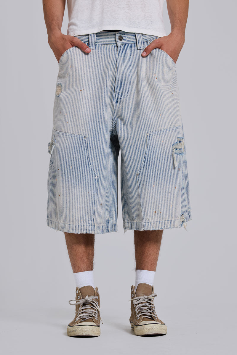 Pinstripe Double Knee Carpenter Jorts
