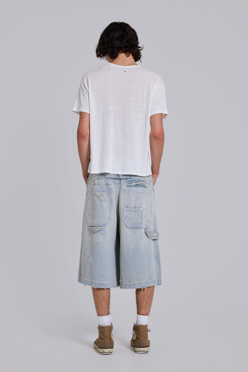 Pinstripe Double Knee Carpenter Jorts