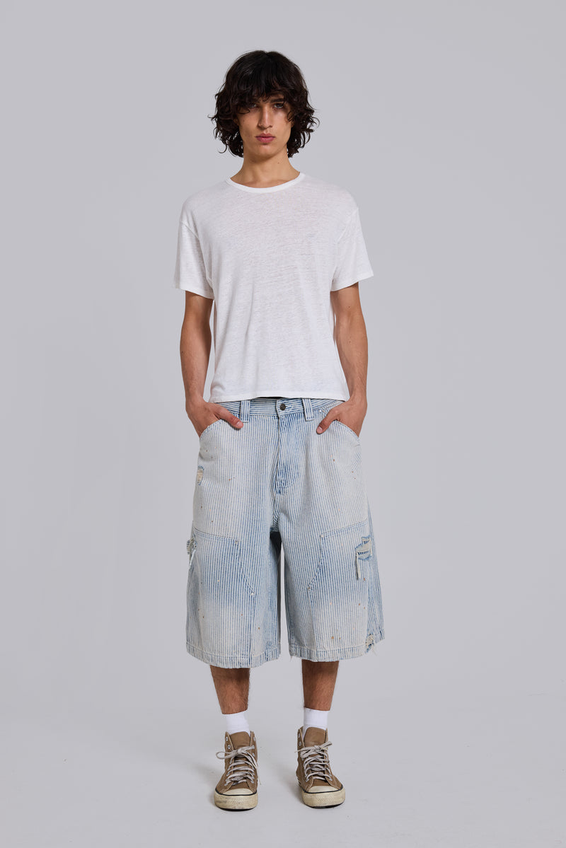 Pinstripe Double Knee Carpenter Jorts