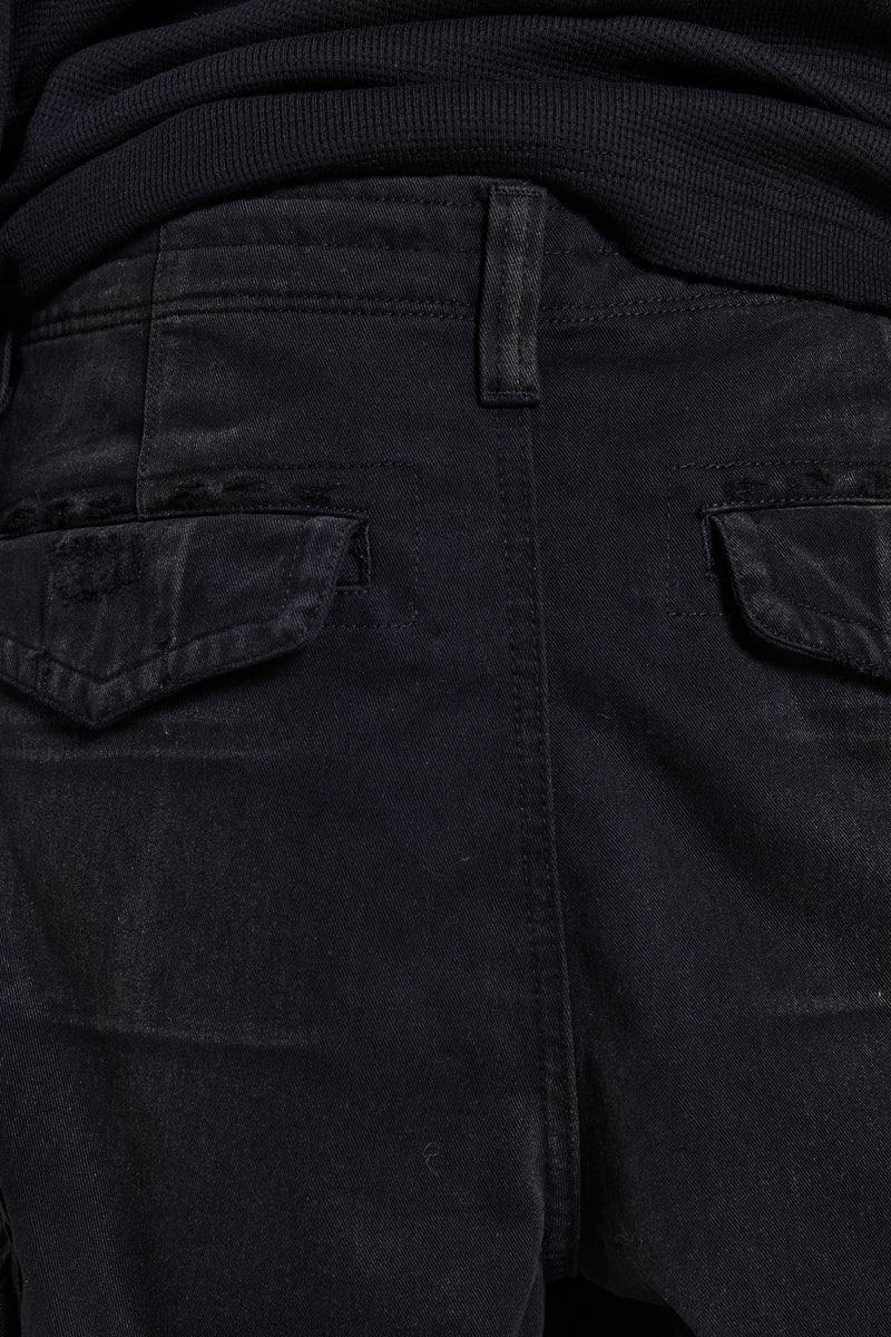 Black Distressed Beach Cargo Shorts