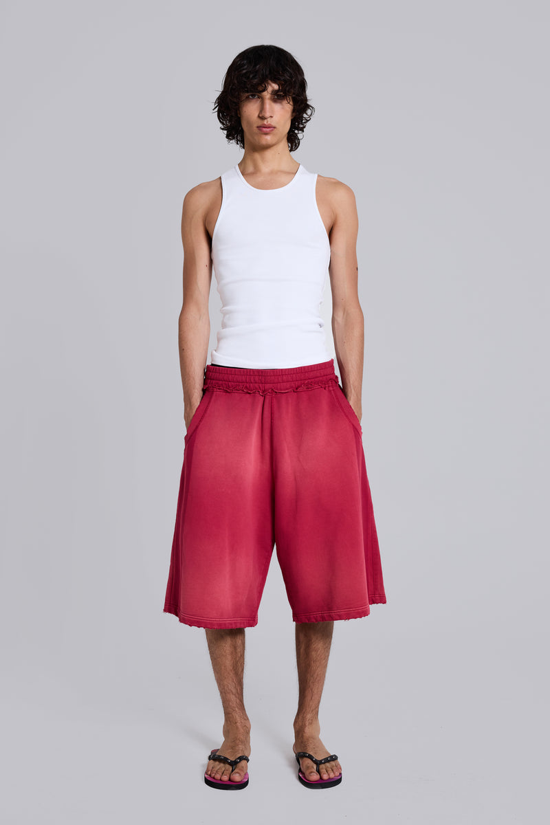 Red Sport Stripe Monster Jogger Shorts