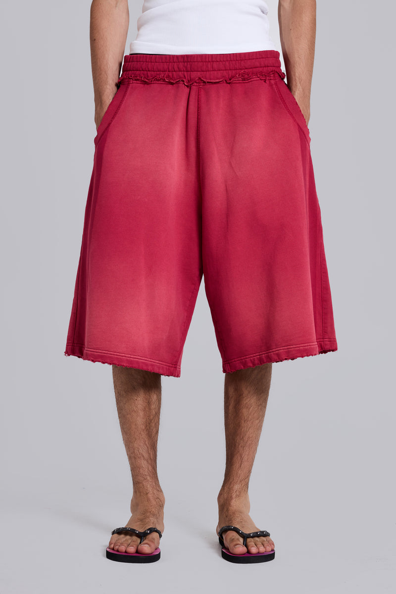 Red Sport Stripe Monster Jogger Shorts