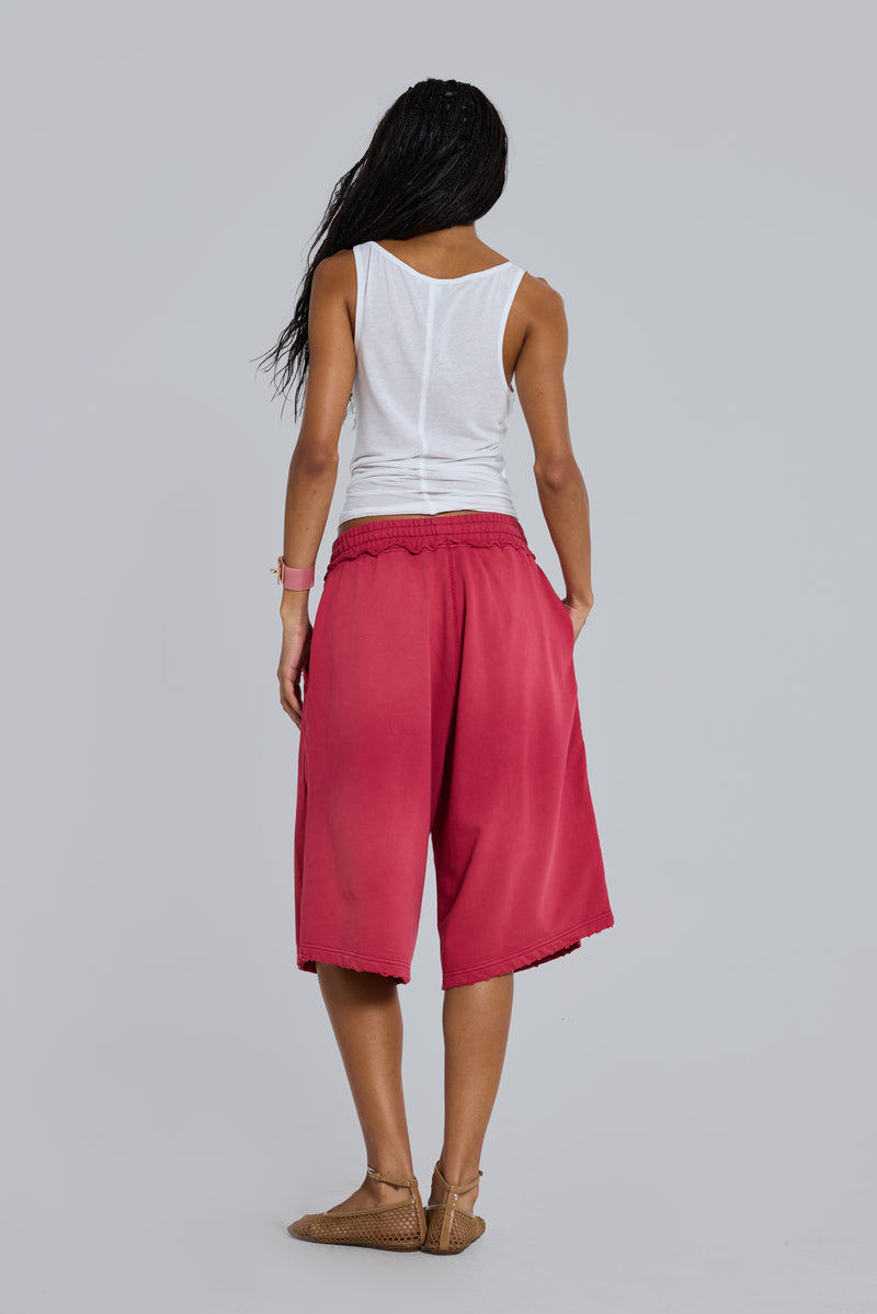 Red Sport Stripe Monster Jogger Shorts