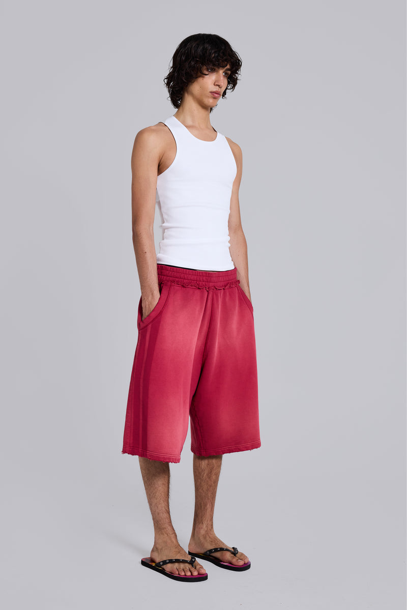 Red Sport Stripe Monster Jogger Shorts