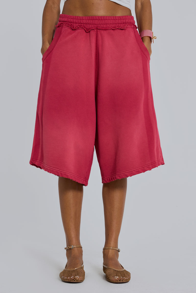 Red Sport Stripe Monster Jogger Shorts