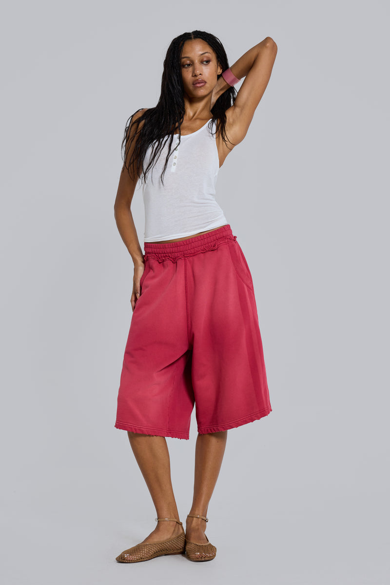 Red Sport Stripe Monster Jogger Shorts