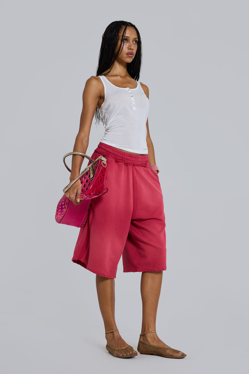 Red Sport Stripe Monster Jogger Shorts