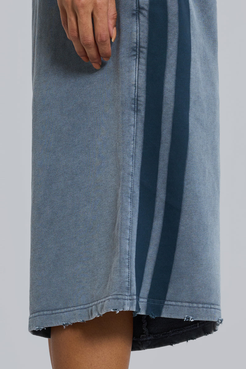 Washed Grey Sporty Stripe Monster Jogger Shorts