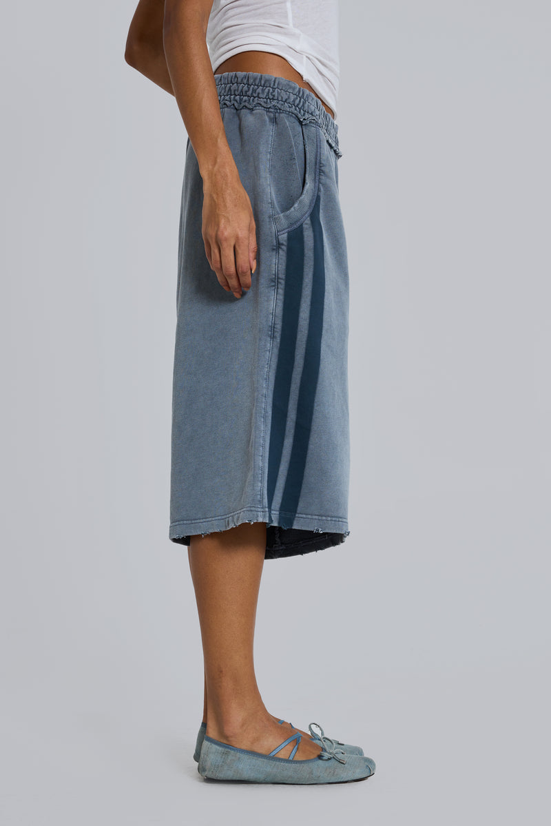 Washed Grey Sporty Stripe Monster Jogger Shorts