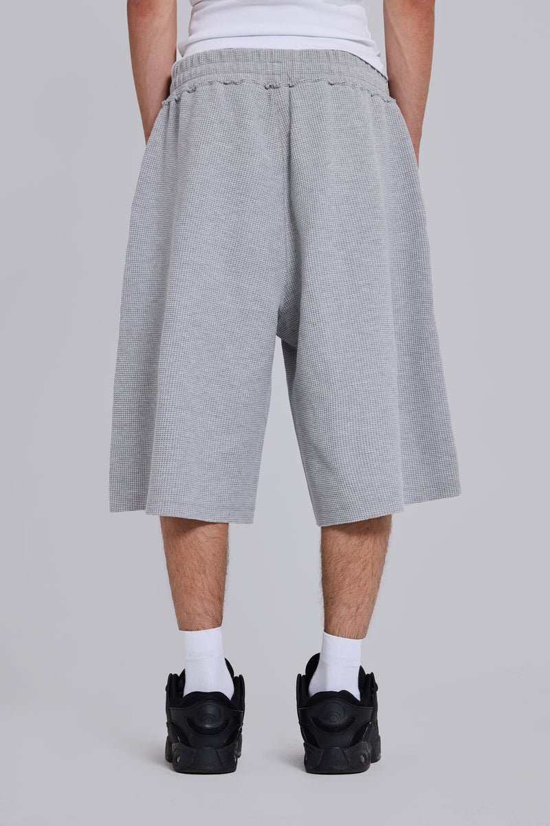 Grey Marl Waffle Monster Jogger Shorts