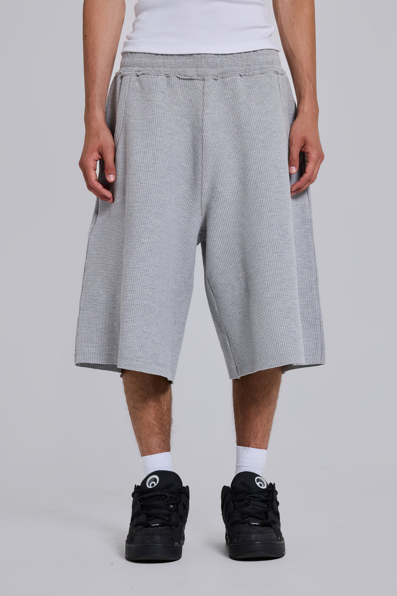 Grey Marl Waffle Monster Jogger Shorts