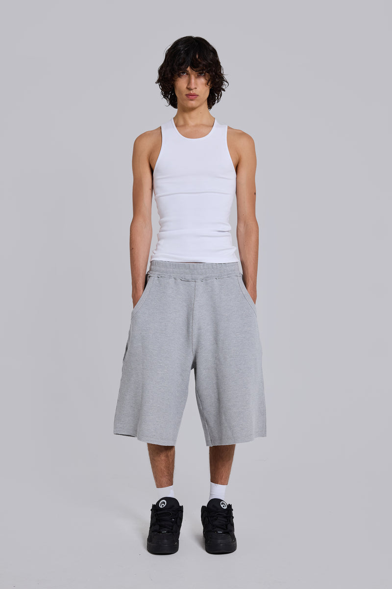 Grey Marl Waffle Monster Jogger Shorts