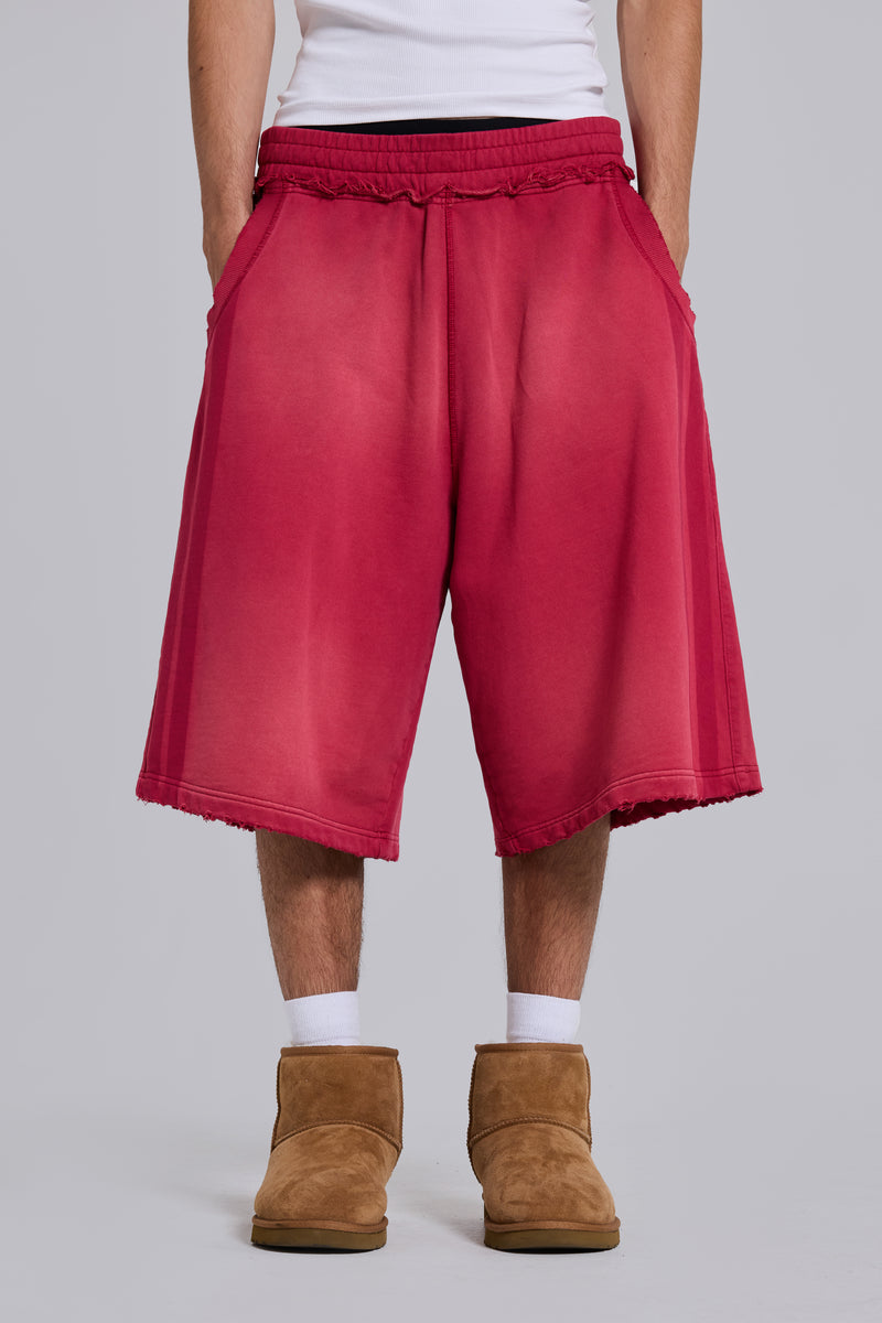 Red Sport Stripe Monster Jogger Shorts