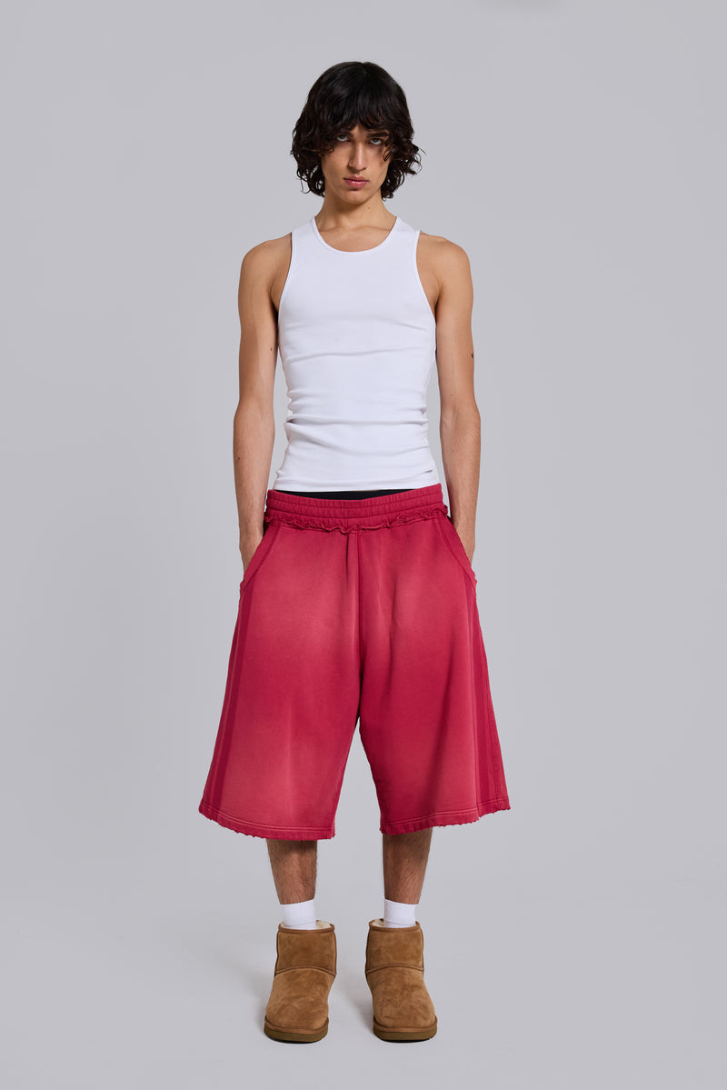 Red Sport Stripe Monster Jogger Shorts