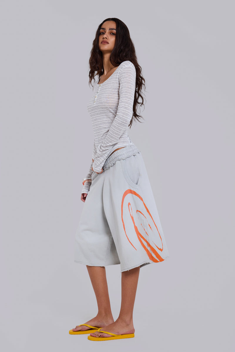 Grey Airbrush Divine Monster Jogger Shorts