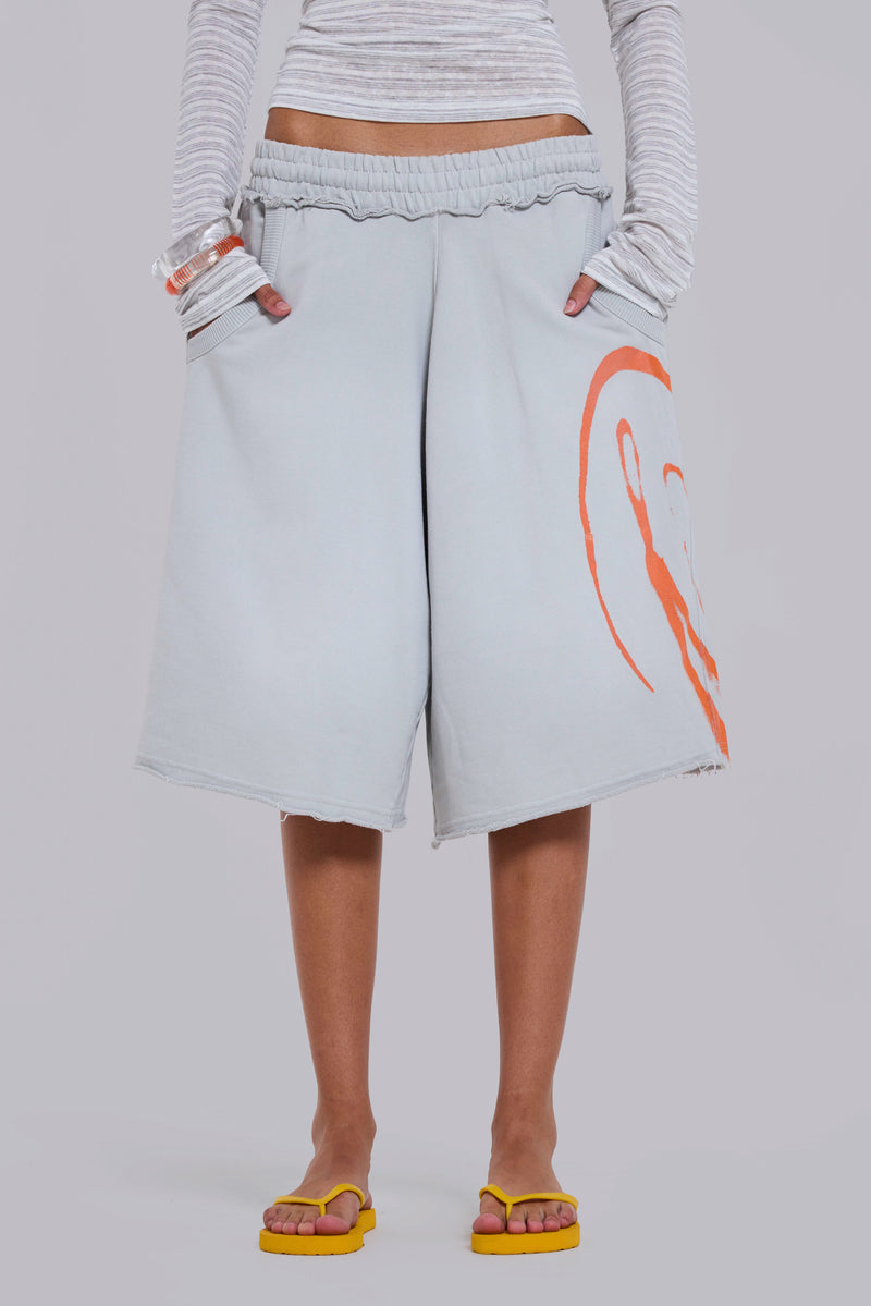 Grey Airbrush Divine Monster Jogger Shorts