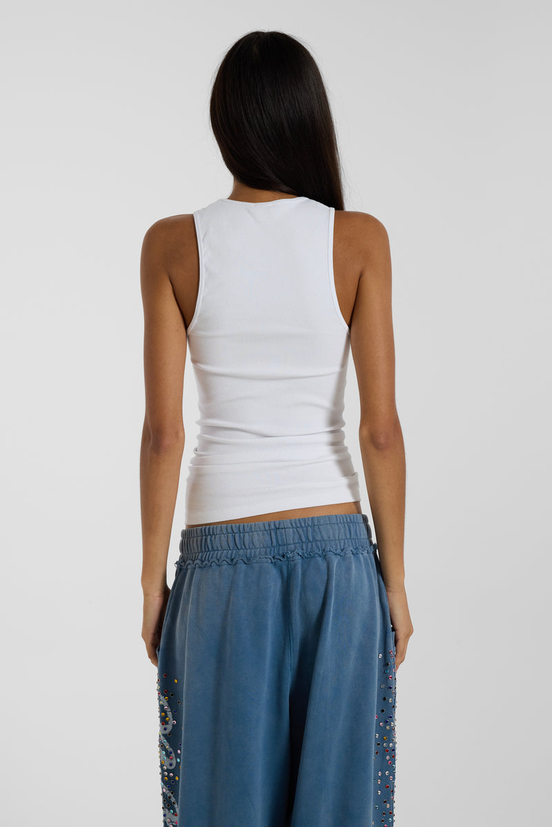 White Rib Longline Vest