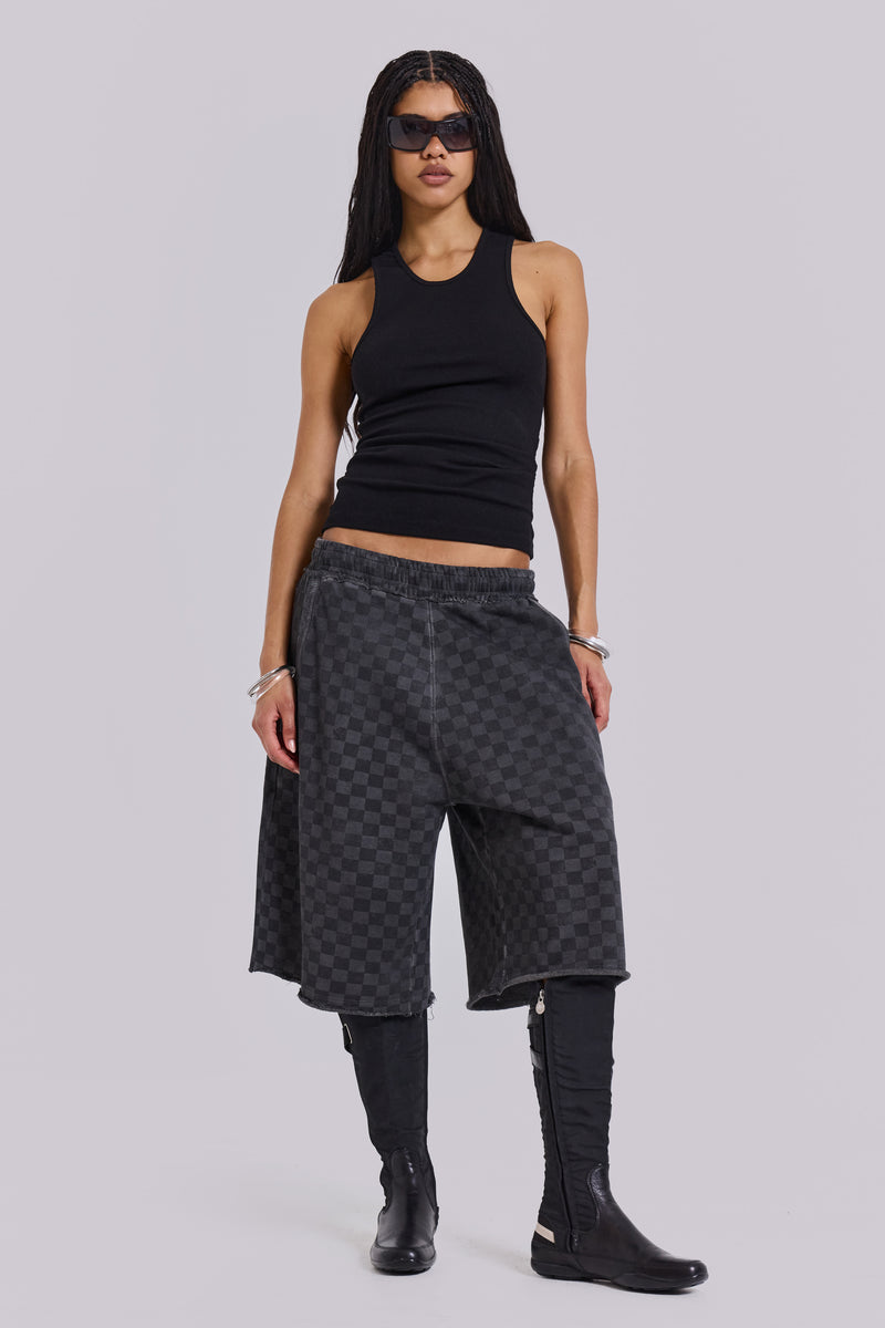 Checkerboard Monster Jogger Baggy Shorts