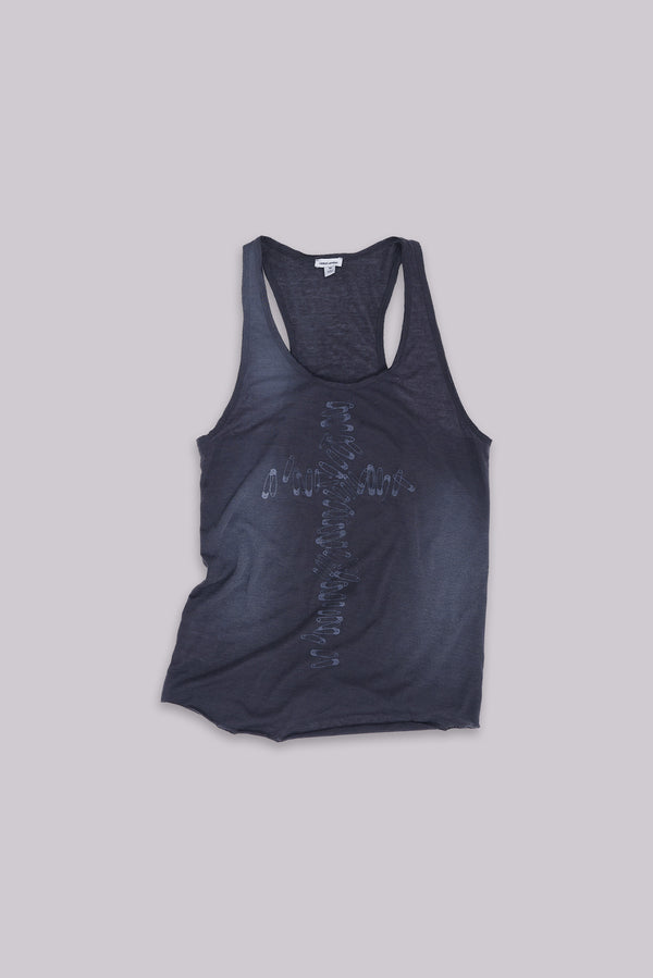 Safety Pin Washed Black Tank