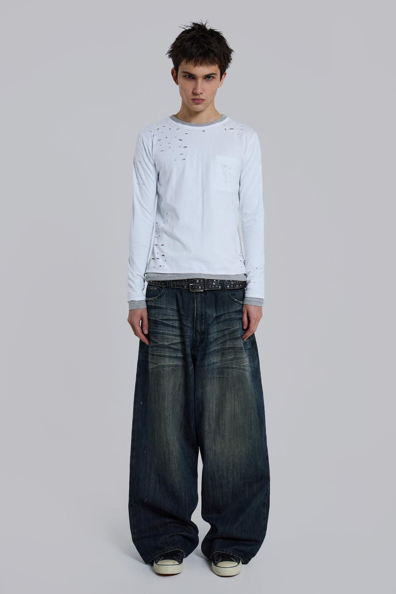 Distressed Double-Layered Waffle Top