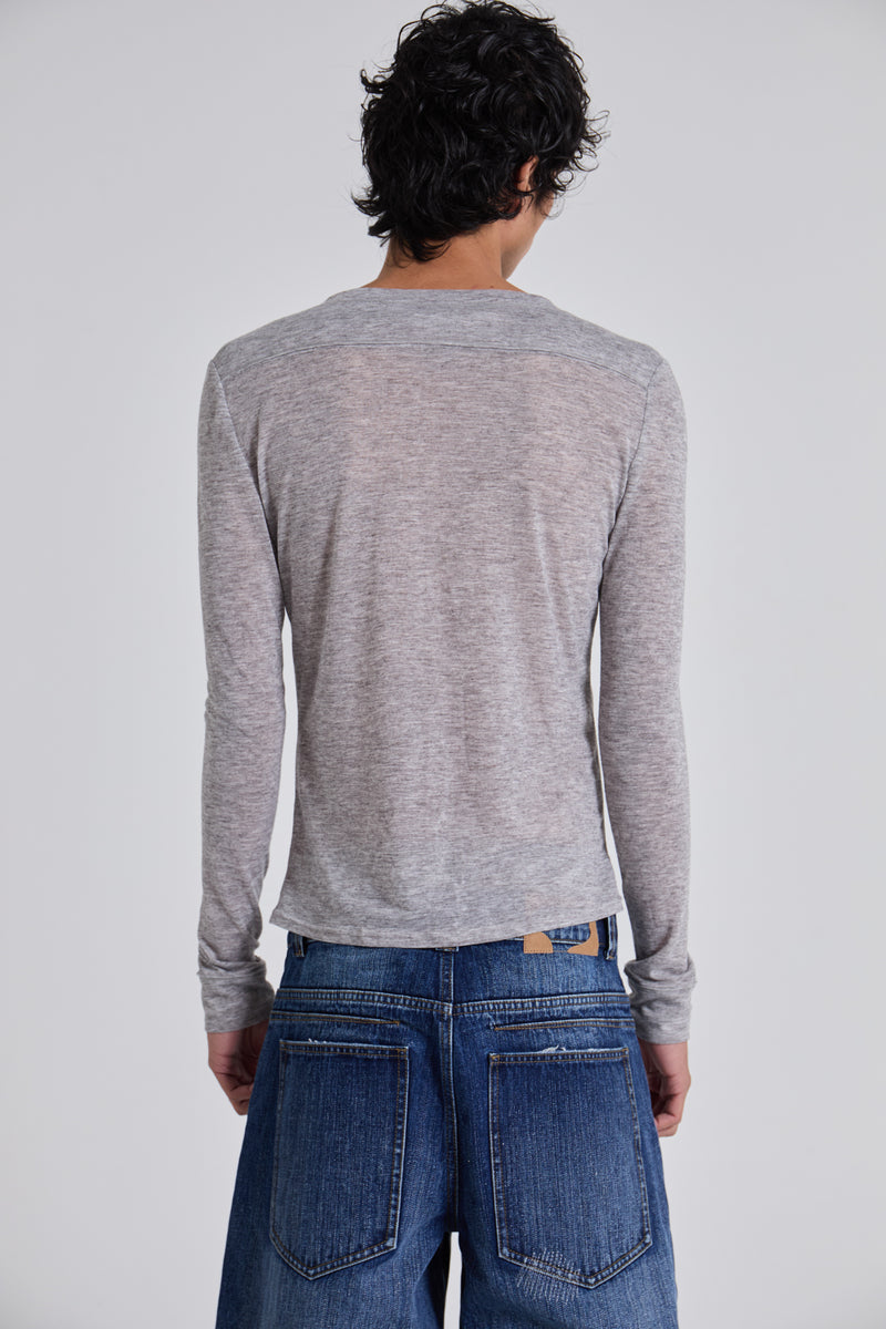 Grey Marl Haze Henley Top
