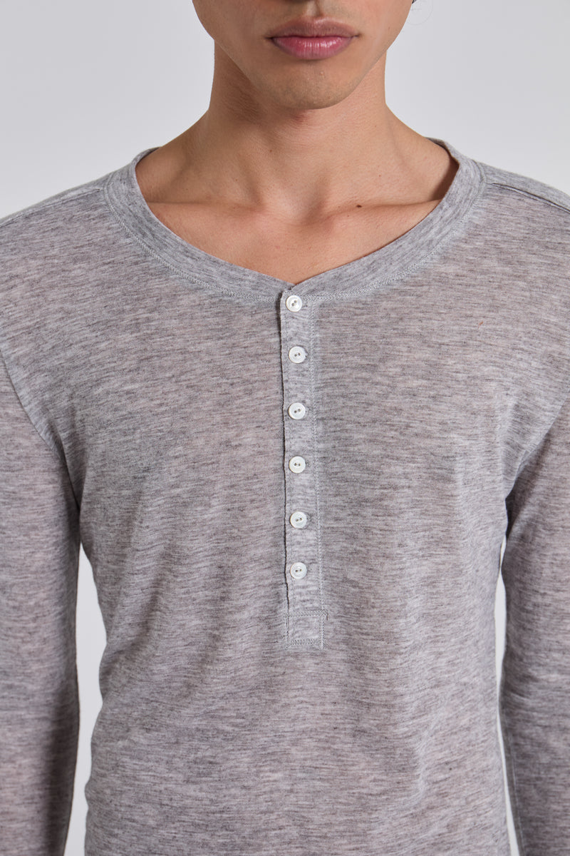 Grey Marl Haze Henley Top