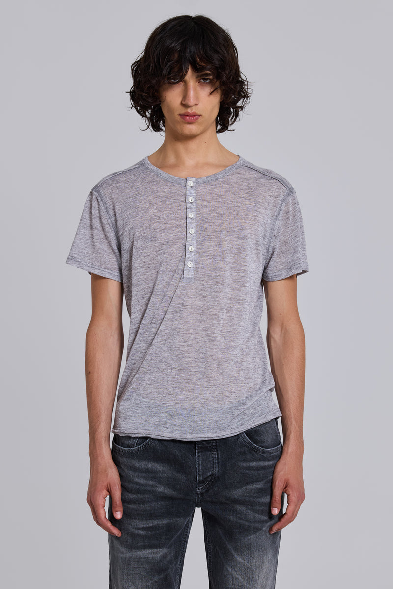 Grey Marl Haze Henley T-Shirt
