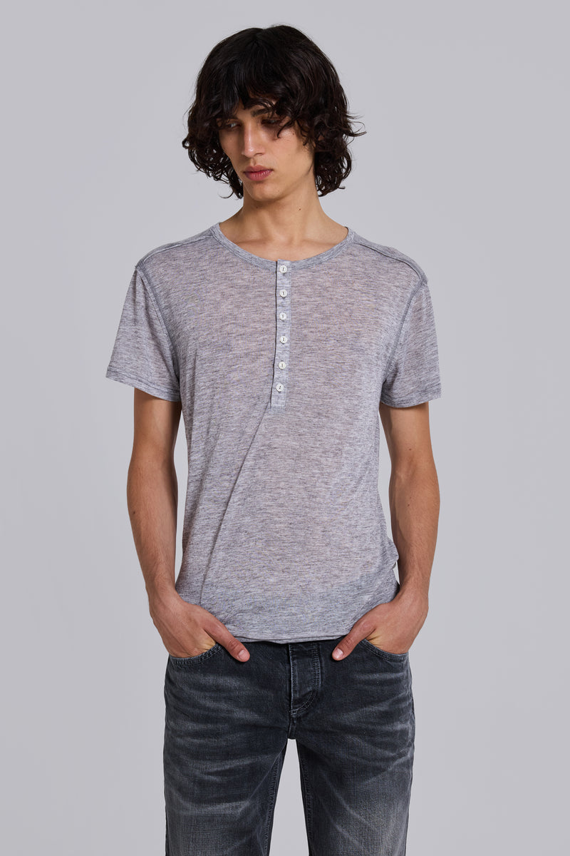 Grey Marl Haze Henley T-Shirt