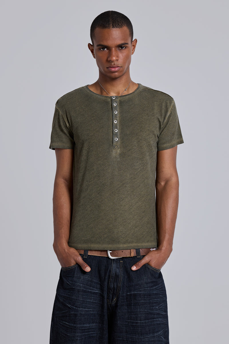 Khaki Haze Henley T-Shirt