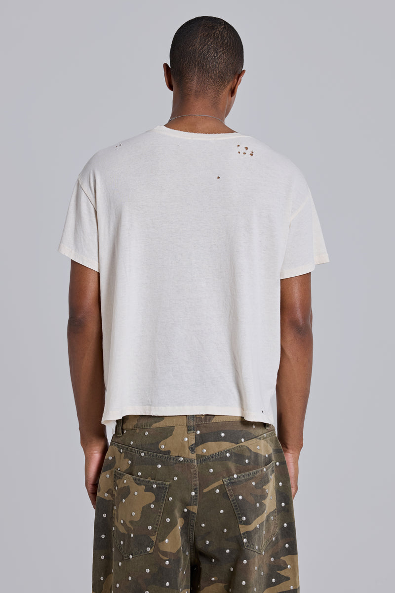 White Moth Cropped T-Shirt
