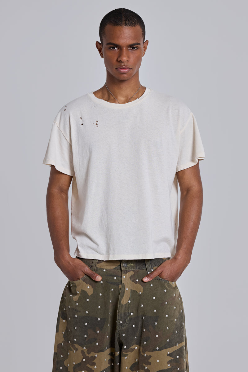 White Moth Cropped T-Shirt