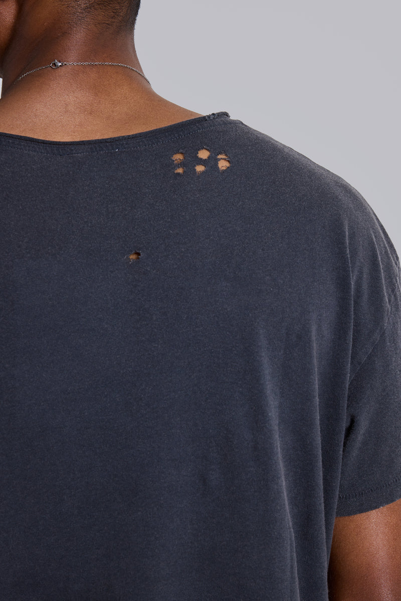 Washed Black Cropped Moth T-Shirt
