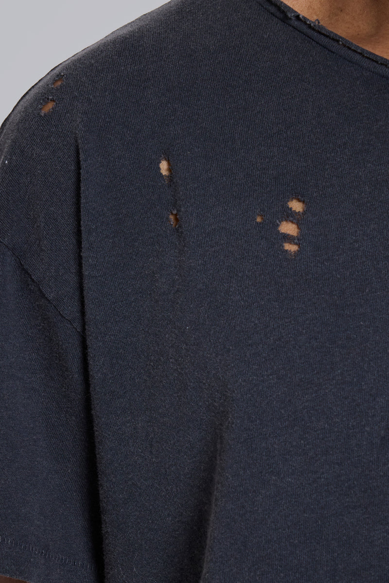 Washed Black Cropped Moth T-Shirt