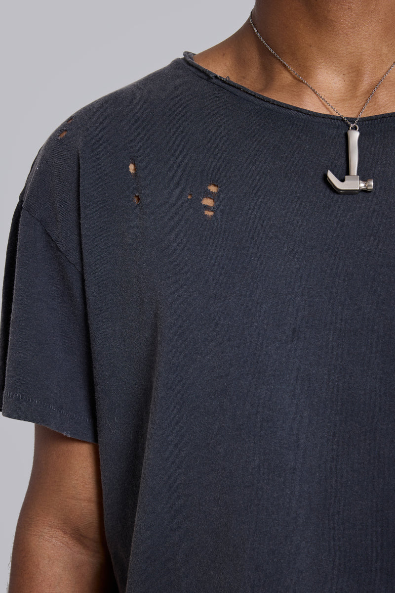 Washed Black Cropped Moth T-Shirt