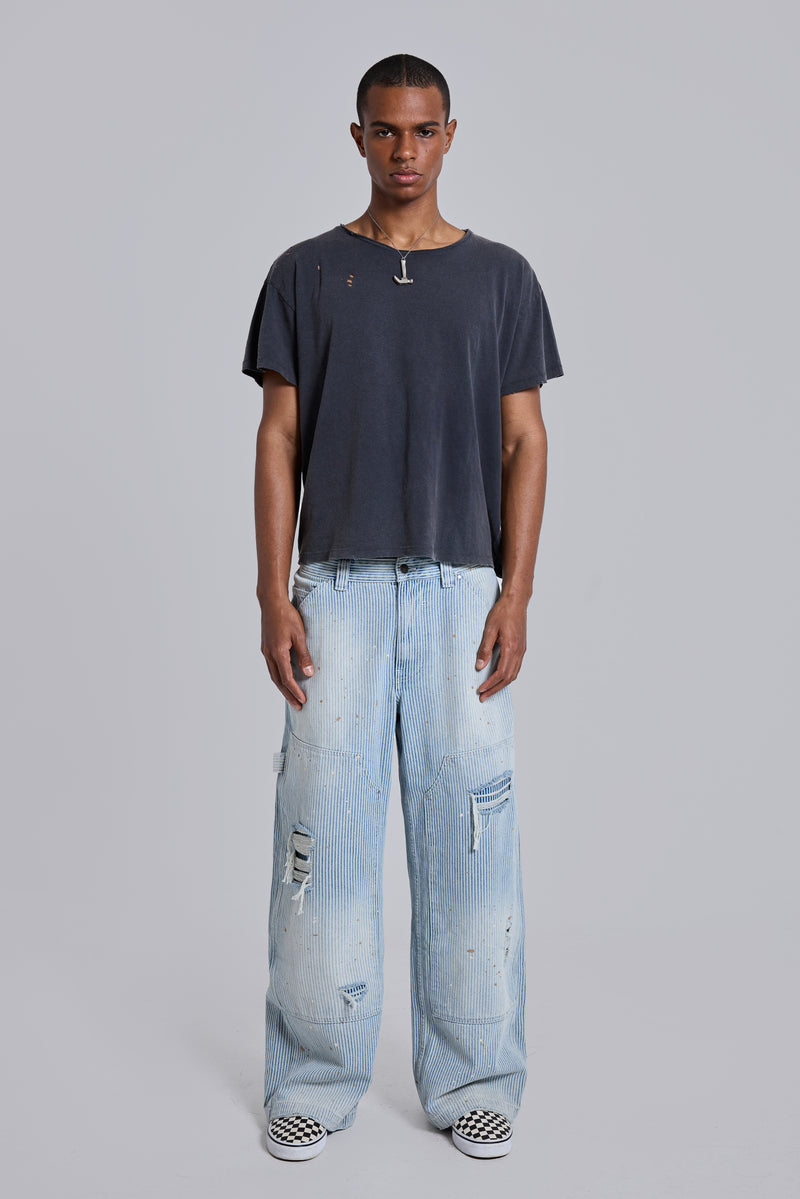 Washed Black Cropped Moth T-Shirt