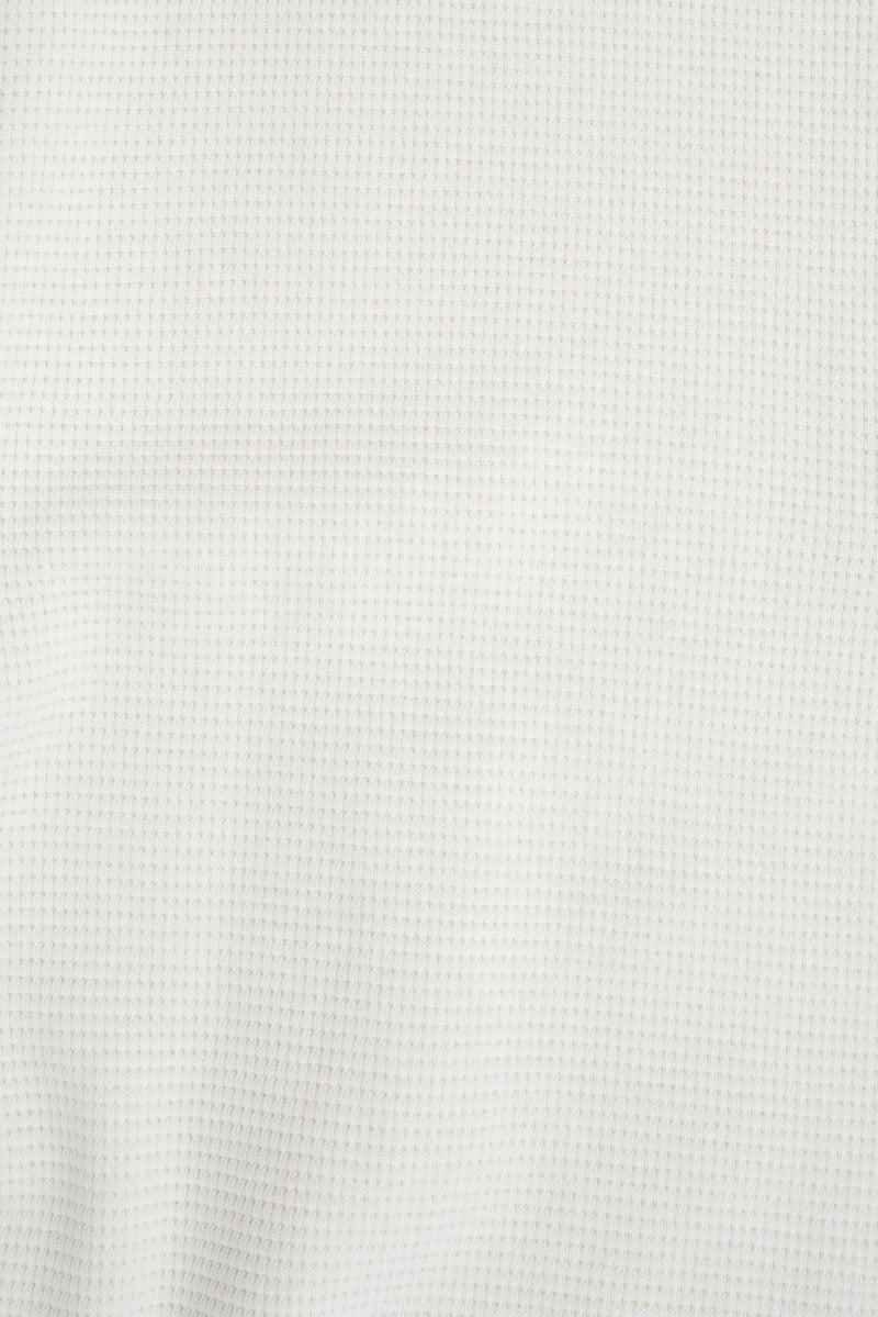Ecru Waffle Henley Top