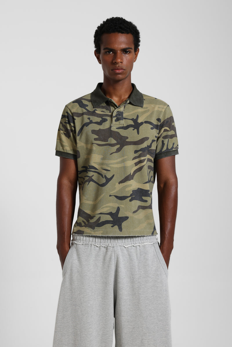 Washed Camo Polo Top – view 3